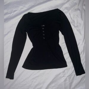 Black button up scoop top